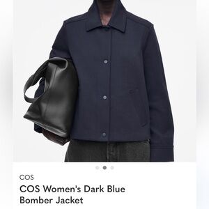 COS Navy Cotton Button Down Jacket